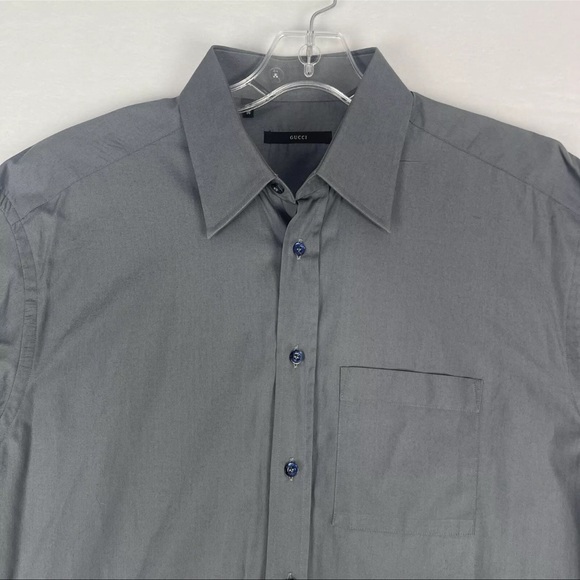 Gucci Italy Y2K Tom Ford Mens Med 41 / 16 Button Up Dress Shirt Gray 100% Cotton - Picture 5 of 12